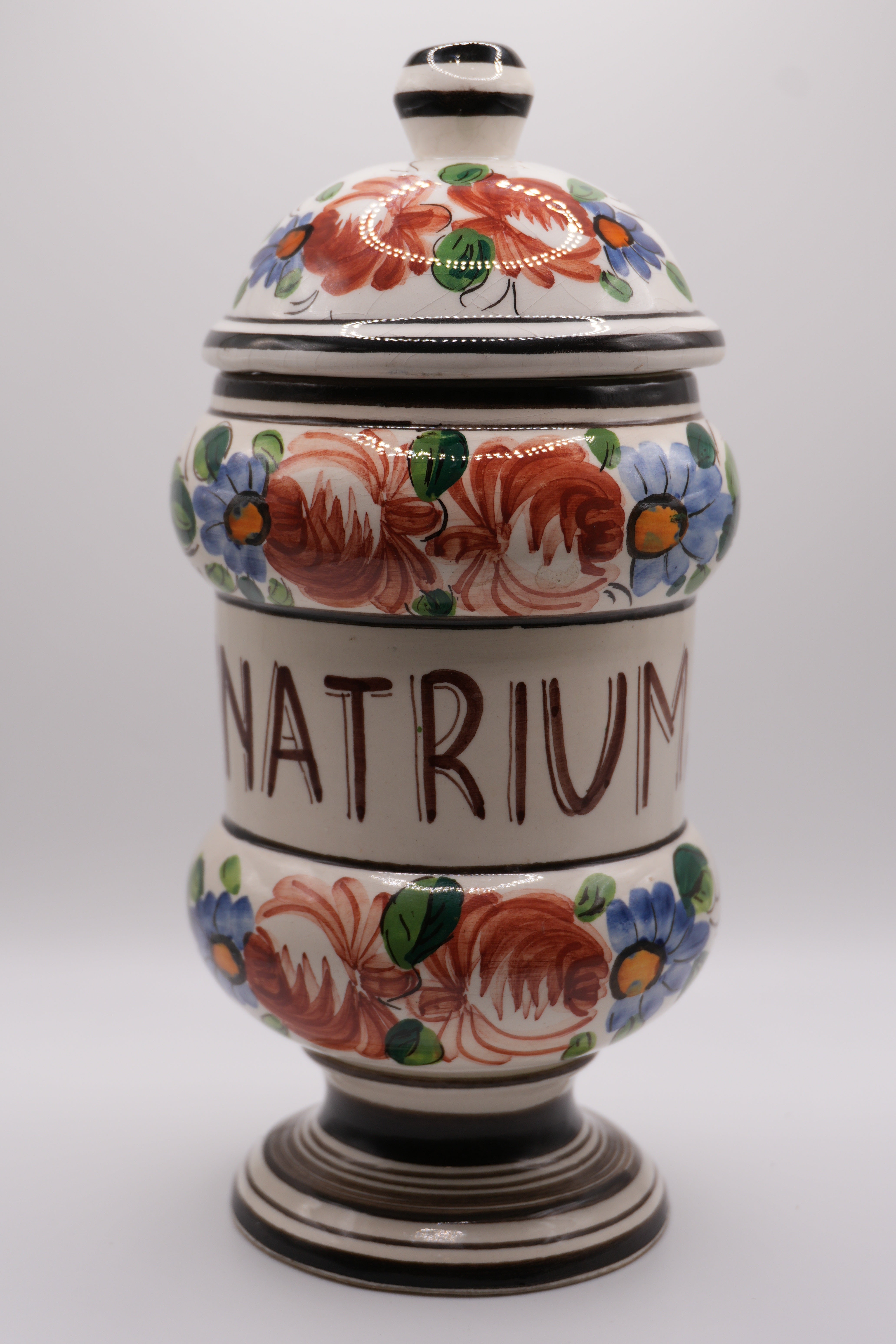 Vintage European Hand-Painted Apothecary Jar 'Natrium'